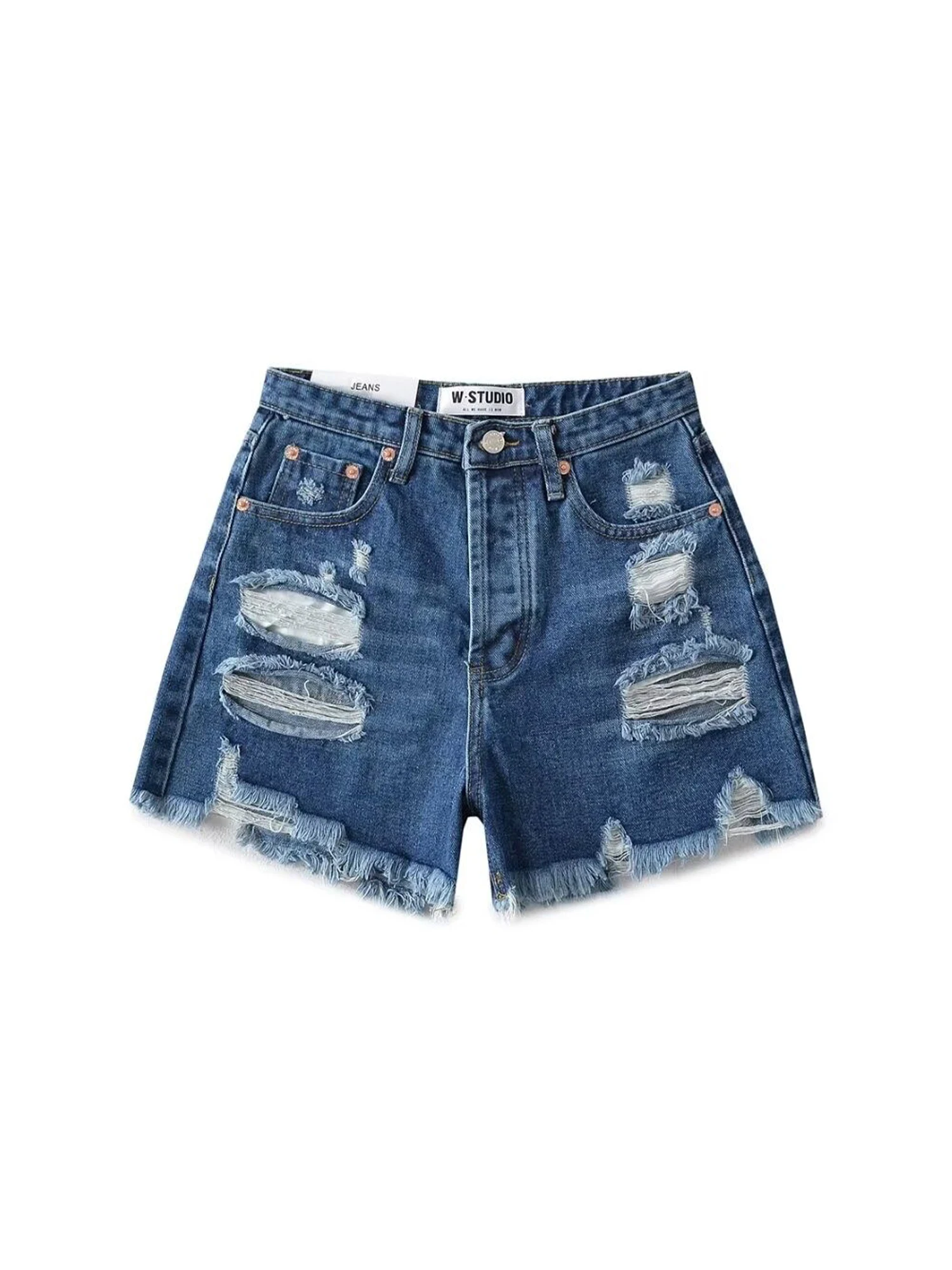 Women Light Blue Ripped Denim Shorts Vintage 2000s Y2k Gyaru A-Line Micro Jeans Shorts Hot Cowboy Pants Shorts Skirt Summer 2026