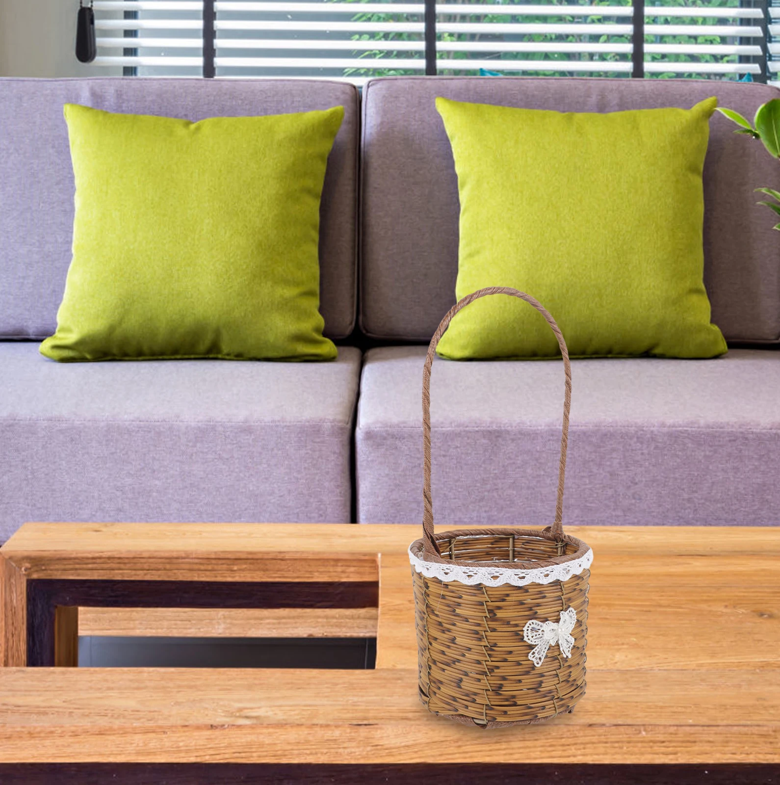 

Нежная плетеная цветочная корзина ручной работы, декоративная корзина для хранения с ручкой для домашнего декора