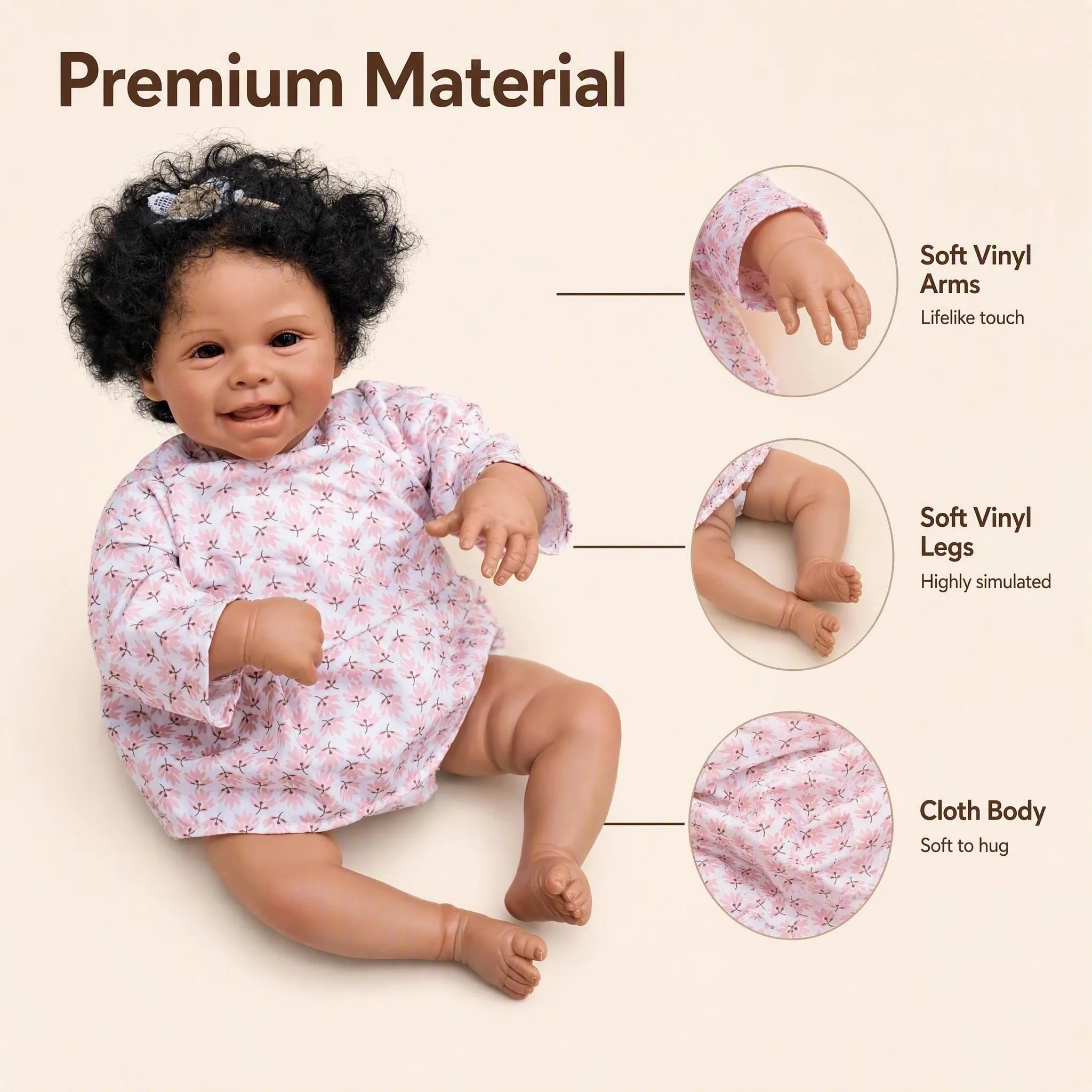 NPK 19inch Lifelike Harper Bebe Doll With Dark Skin Reborn Popular Limited Edition Doll Newborn Doll Lifelike Soft Real Soft Touch