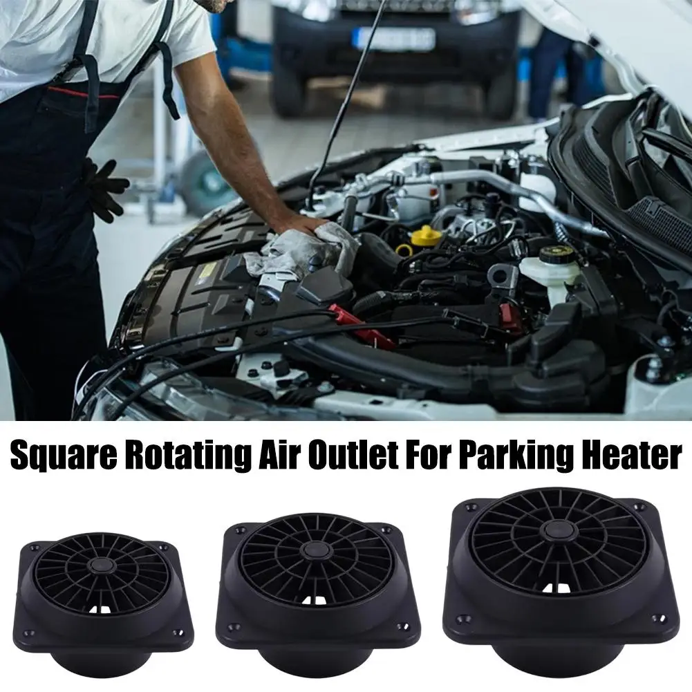 60/90/75mm Parking heater square rotating air outlet Heater Conditioner Duct Air Vent Outlet with Fan Black For Car Truck Camper
