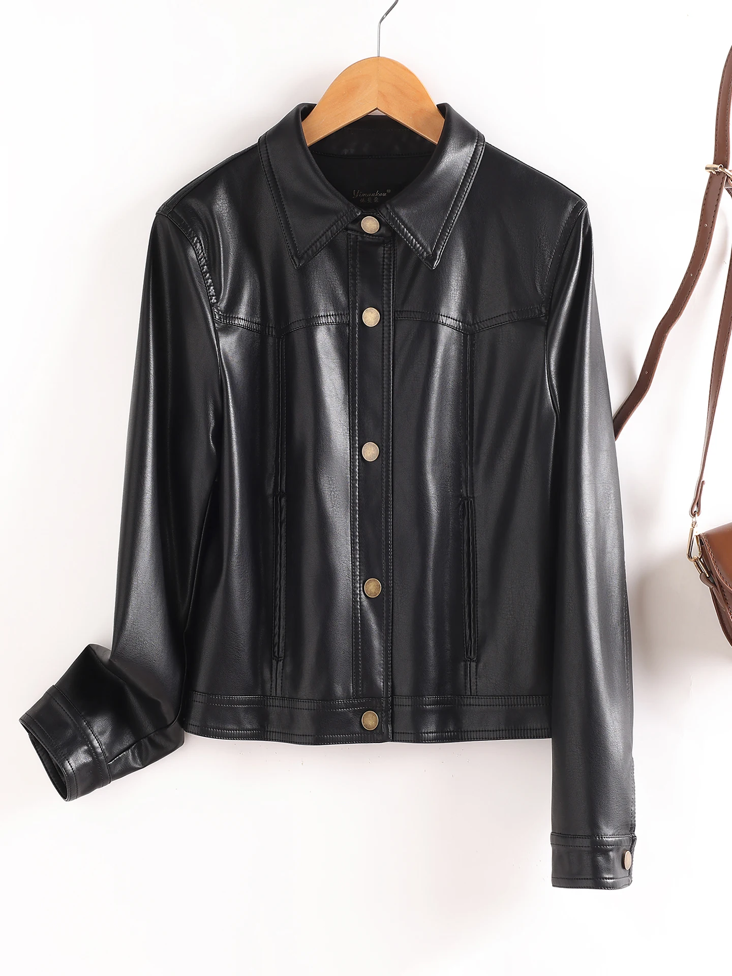 

Кожаная куртка Ning из натуральной кожи, приталенная, винтажная, новая коллекция 2025 года, весна-осень, с эффектом стройности, маленький размер