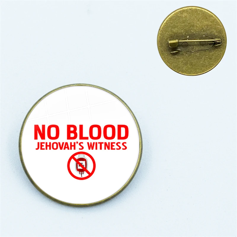 Vintage Jehovah\'s świadkowie No BLOOD Pin JW.ORG oczarowuje szklane broszki z kopułą na ubrania torba ze znaczkami akcesoria