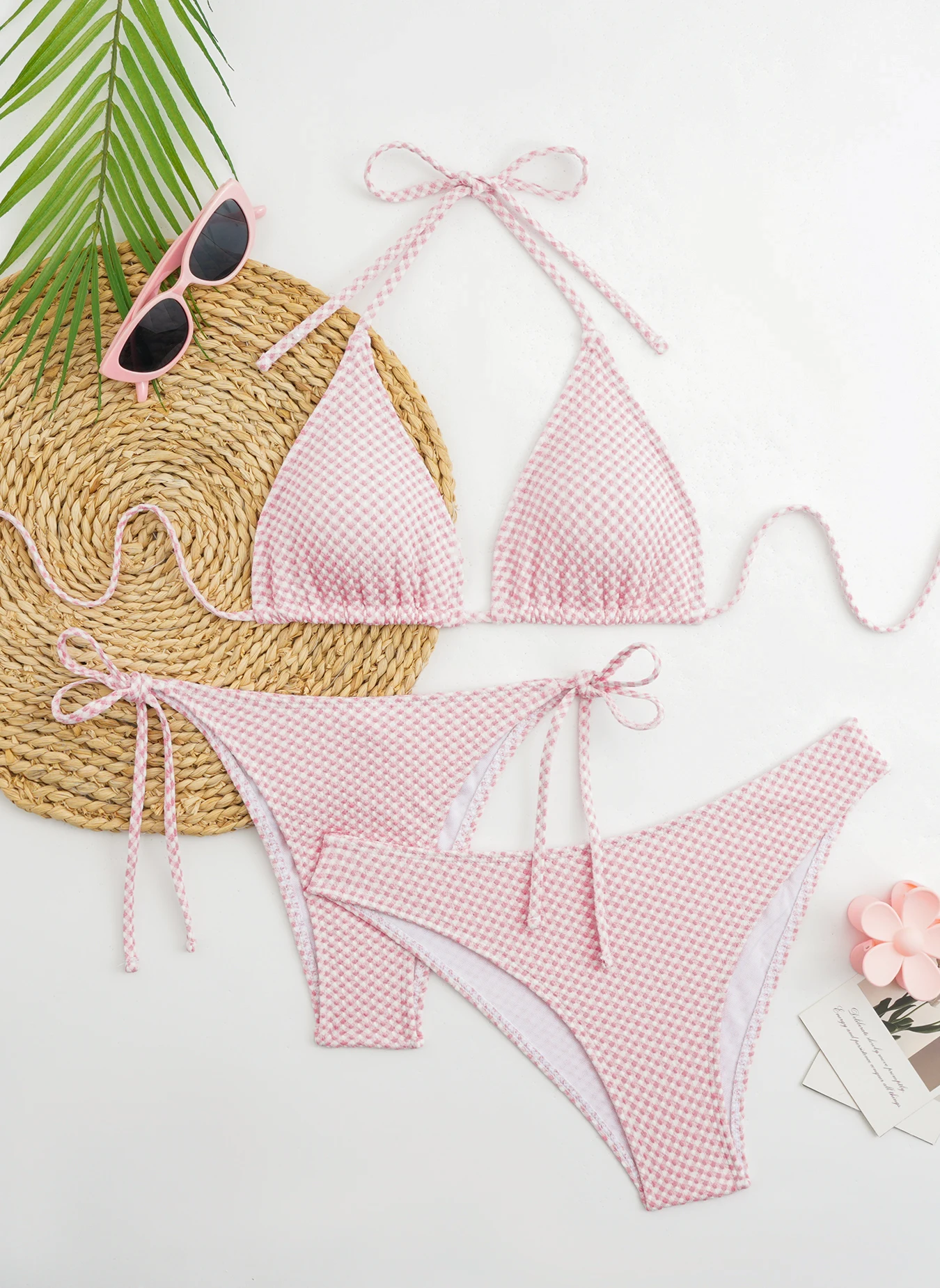 2026 Halter Triangle String Bikinis Swimsuit Women 3 Pieces Sexy Swimwear Female Beachwear Bathers Bathing Swimming Swim Suit