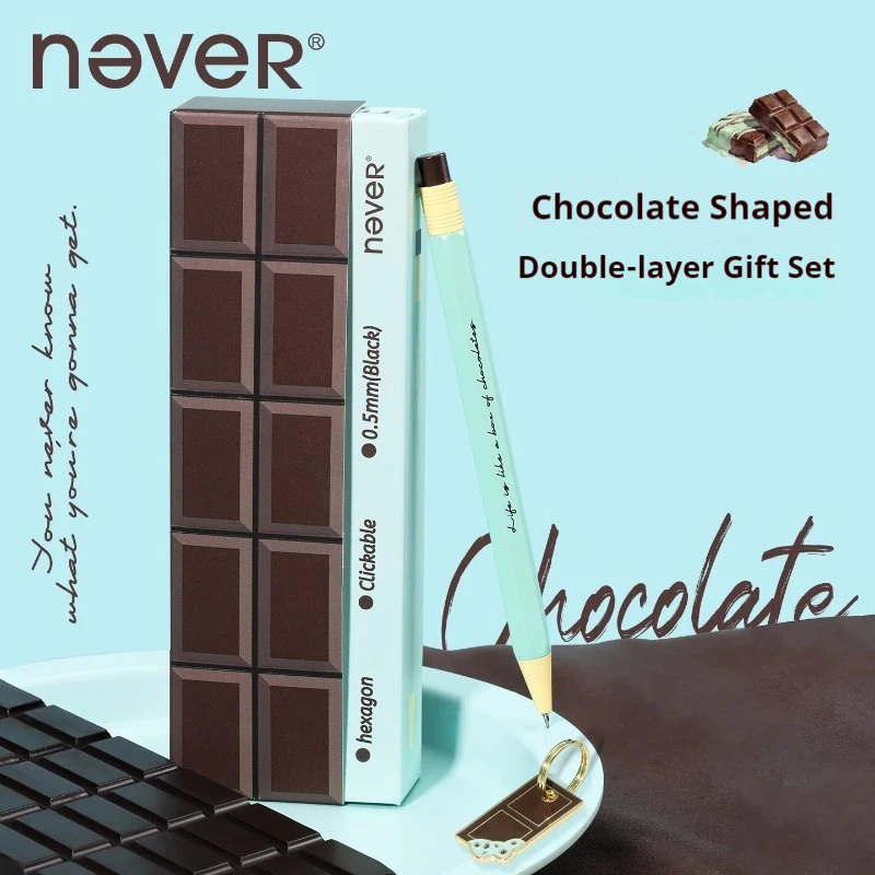 Never Mint Chocolate Metal Gel Pen Magnetic Box Set 0.5mm Matte Hexagon Body Quick Dry Signture Pens Adult Birthday Holiday Gift