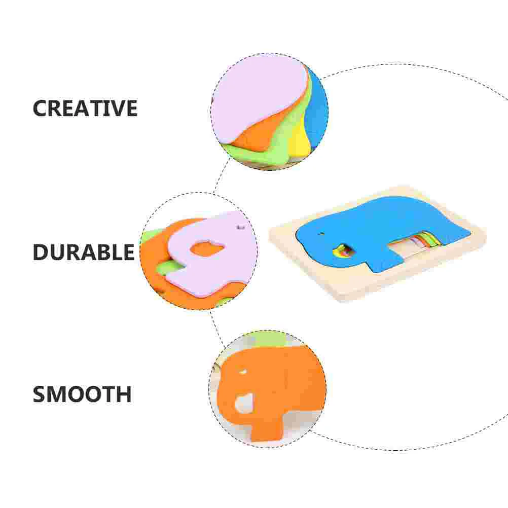 3d Puzzle Kids Puzzles Colored Cartoon Jigsaw Educational Colorful Wooden Elephant Design Toy Baby Child Pattern