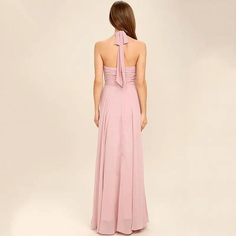 Arya Abiti da sera classici rosa in chiffon per abito da ballo senza maniche con scollo all'americana lungo fino al pavimento A-line Robes De Soirée personalizzato
