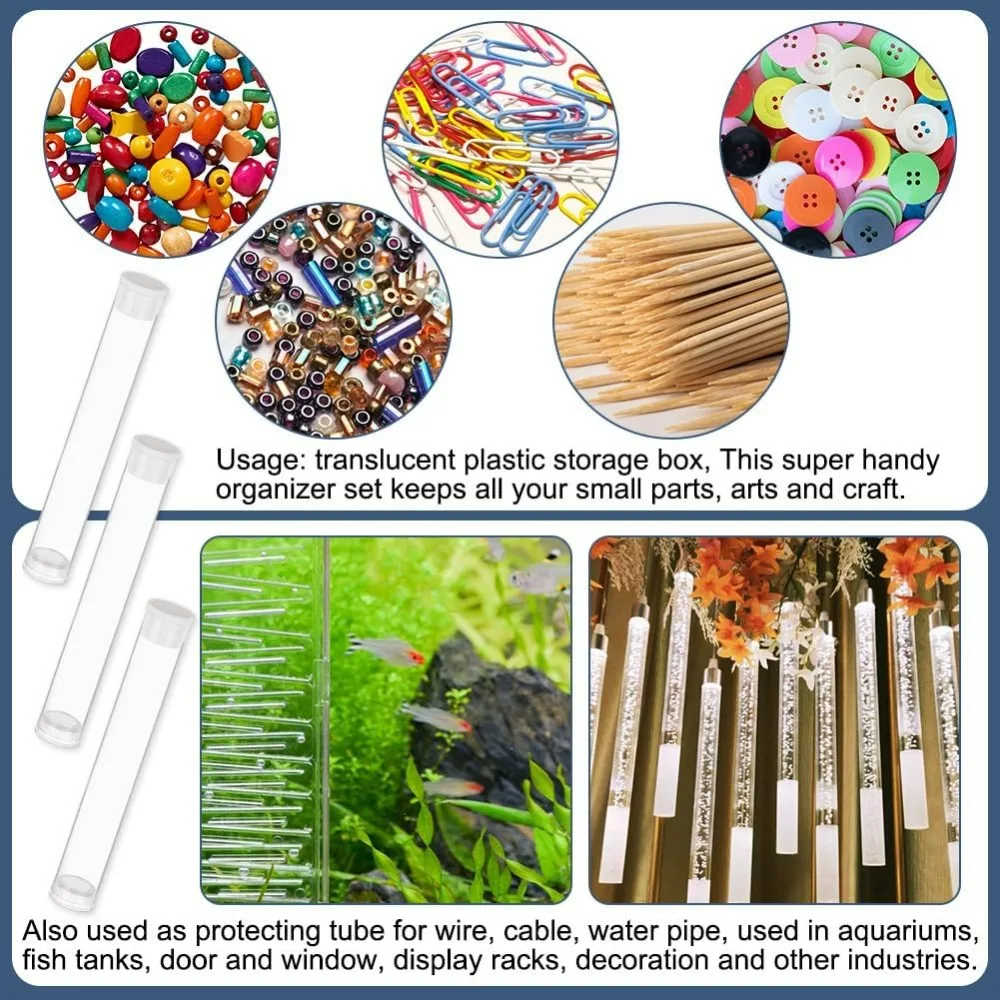100 шт., пластиковые пробирки из ПВХ, контейнеры для пробирок с крышкой, прозрачные пробирки для хранения образцов, зубочисток, ремесло из бисера