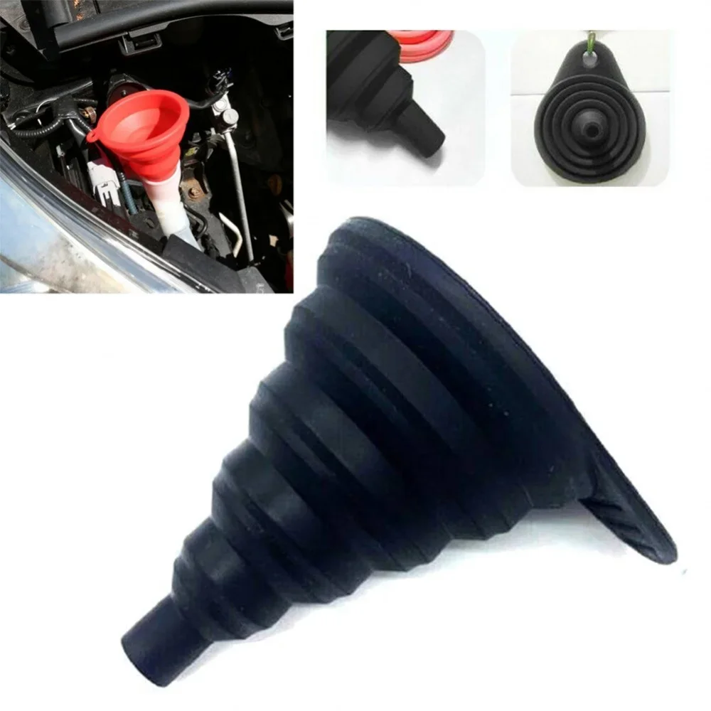 Car Engine Funnel Universal Silicone Funnel For Fluid Change,Foldable Portable Funnel For Auto Engine Oil And Petrol Replacement