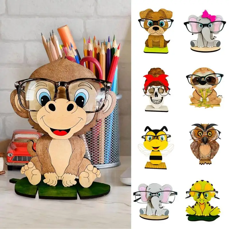 Animal Glasses Rack Cute 3D Animal Wood Carvings Sunglass Display Rack Shelf Eyeglasses Show Stand Jewelry Holder Home Decor