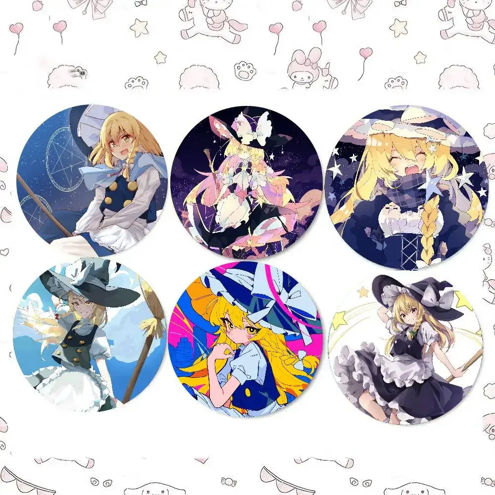 Marisa Kirisame Comic Game Touhou Project Badge Tinplate Meme Round Brooch For Hat Bag Creative Lapel Jewelry Accessories Gifts