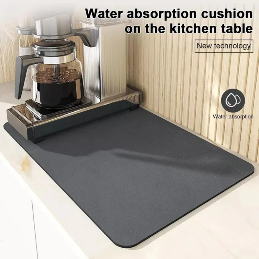 Abtropfmatte für Geschirr, Saugfähige Küchenmatte, Rutschfeste Abtropfmatte für Waschbare Tischauflagen, Kaffeematte, Arbeitsplatten, Küchenutensilien S/M/L