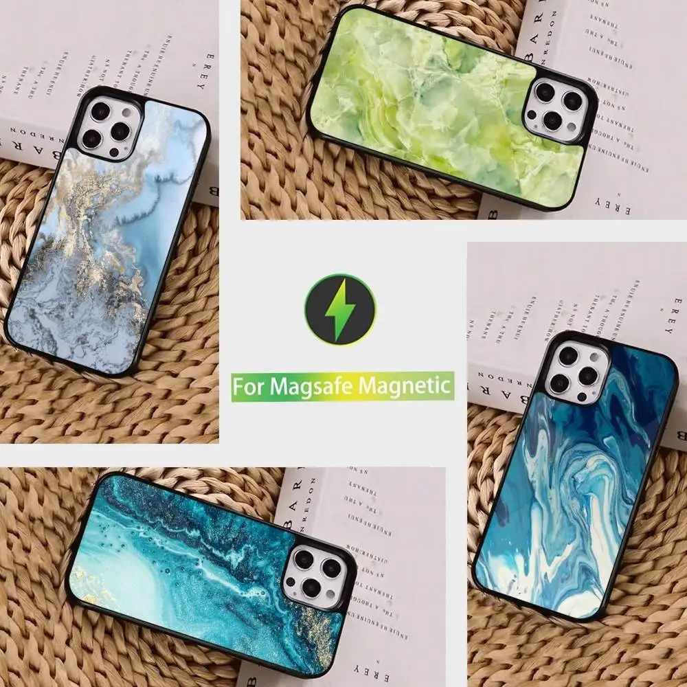 

Nature Art Marble Grain Phone Case For iPhone 16,15,14,13,12,11,Pro,Max,Plus,Mini, Magsafe,Magnetic Wireless Charging Case