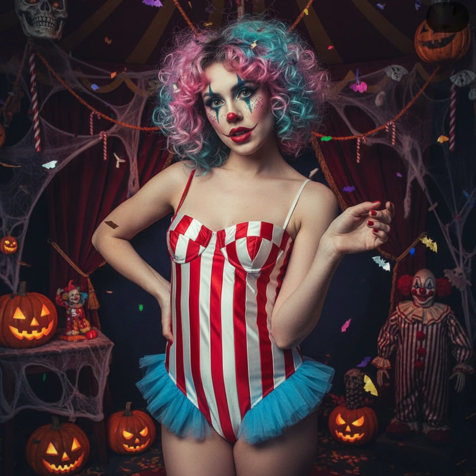 Women's Carnival Bodysuit Sleeveless Stripes Print Leotard Tops Playsuit Halloween Cosplay Costume