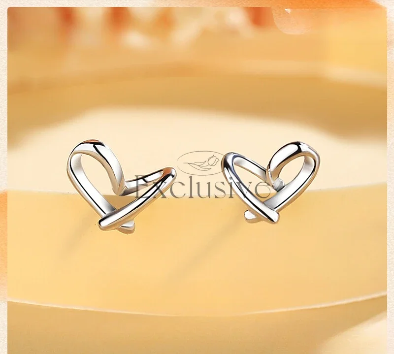 999 sterling silver love stud earrings women's light luxury niche earrings ear hole earrings