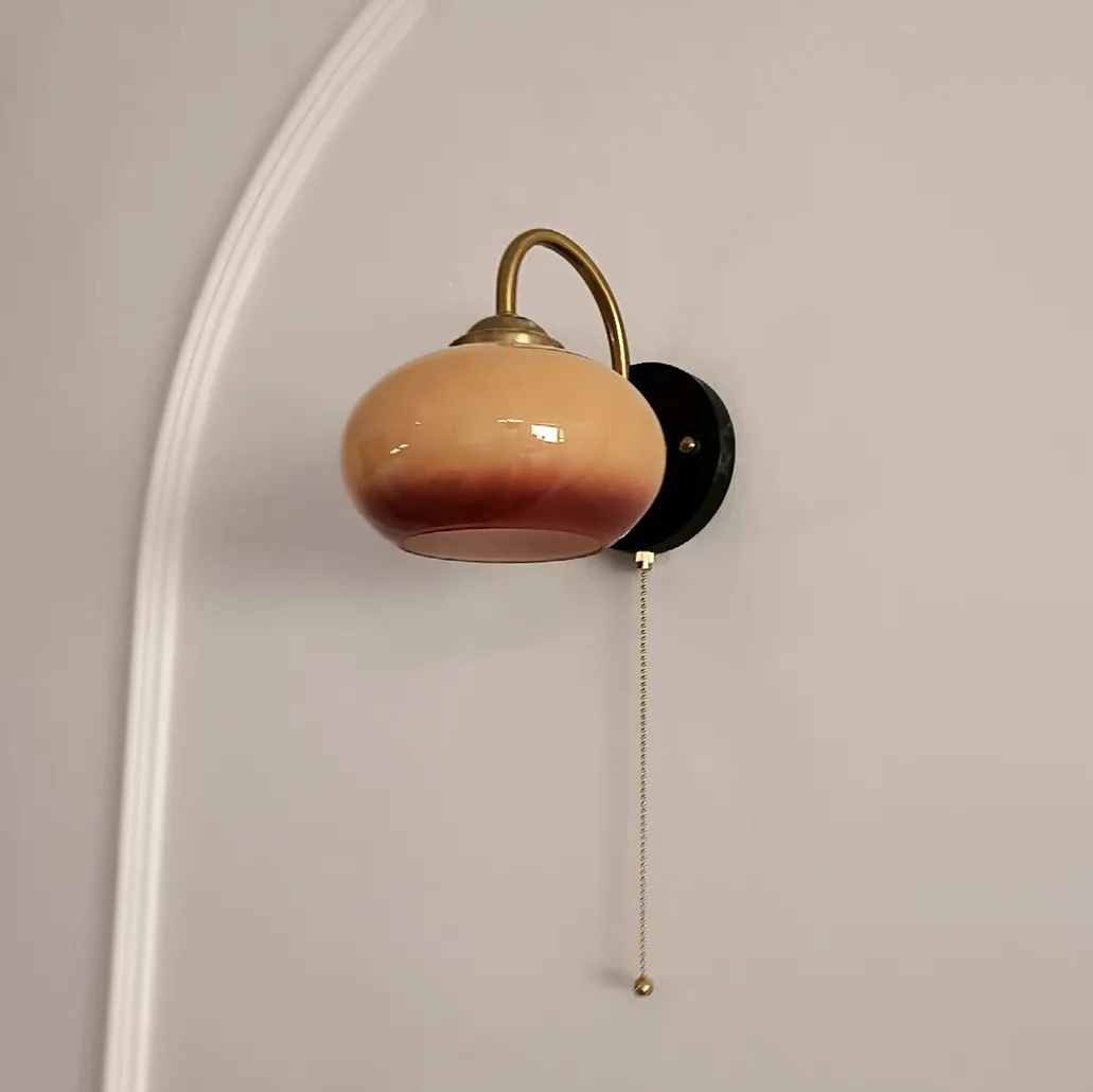 

2025 Cream Wind Glass Wall Lamp Bedroom Bedside Aisle Corridor Lamp Simple RRstaurant Background Wall Decorative Lamps