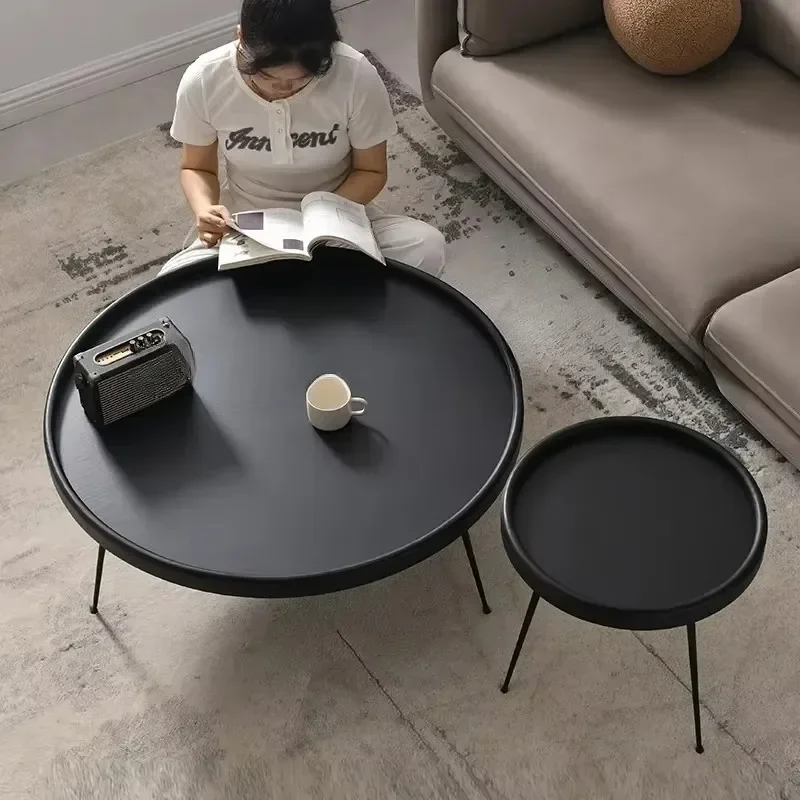 

Black Luxury Coffee Table Living Room Circular Nordic Minimalist Floor Coffee Table Designer Waterproof