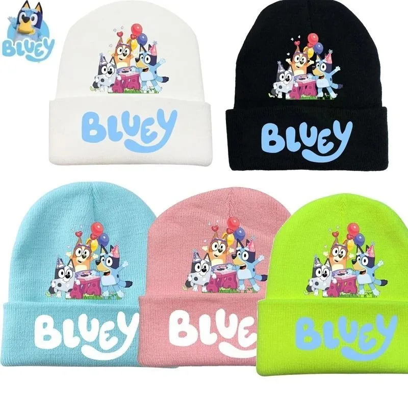 Gorro de punto Kawaii New Bluey, gorro de moda para mantener el calor en el frío, gorro de lana tejido, estampado de otoño e invierno, dulce, regalos para las vacaciones