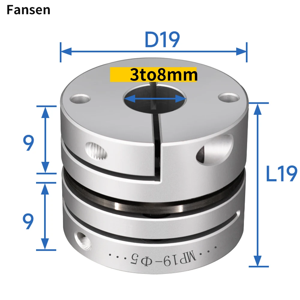 D19 L19mm Diaphragm Coupling Aluminum Alloy Elastic Single Double Diaphragm Coupling Coupling Stepper Servo Motor High Torque