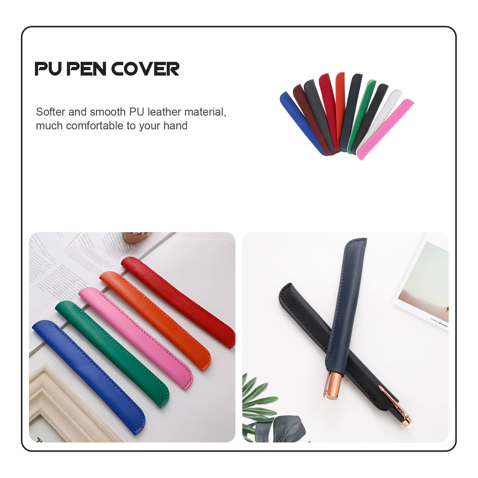 

LIFKICH 10pcs PU Pen Cover Bag Protector for Office School Daily Use Writing Tools Accessory