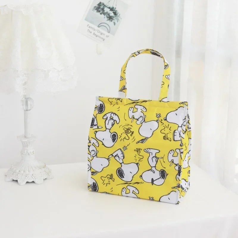 Snoopy dibujos animados Oxford tela plegable aislamiento lonchera bolsa almuerzo bolsa picnic bolsa fría