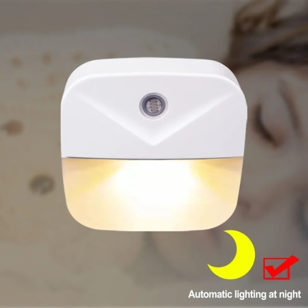 LED Night Light Intelligent Light Control Night Light EU Plug LED Lamp Plug-in Energy-saving Light Kitchen Bathroom Bedroom Lamp