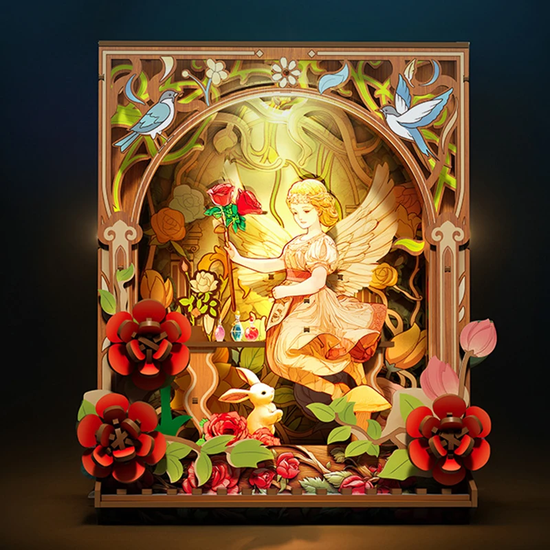 DIY Flower Fairy Piano Casa Houten Miniatuur Model Kit 3D Puzzel Poppenhuizen Met Meubels Poppenhuis voor Vrienden Verjaardagscadeaus