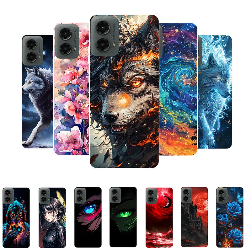Funda para Moto G 5G 2024  Lobo  Funda Pintada  Funda de silicona suave a prueba de golpes para el Móvil Motorola Moto G 5G 2024  Carcasa Moto G (2024) 5G