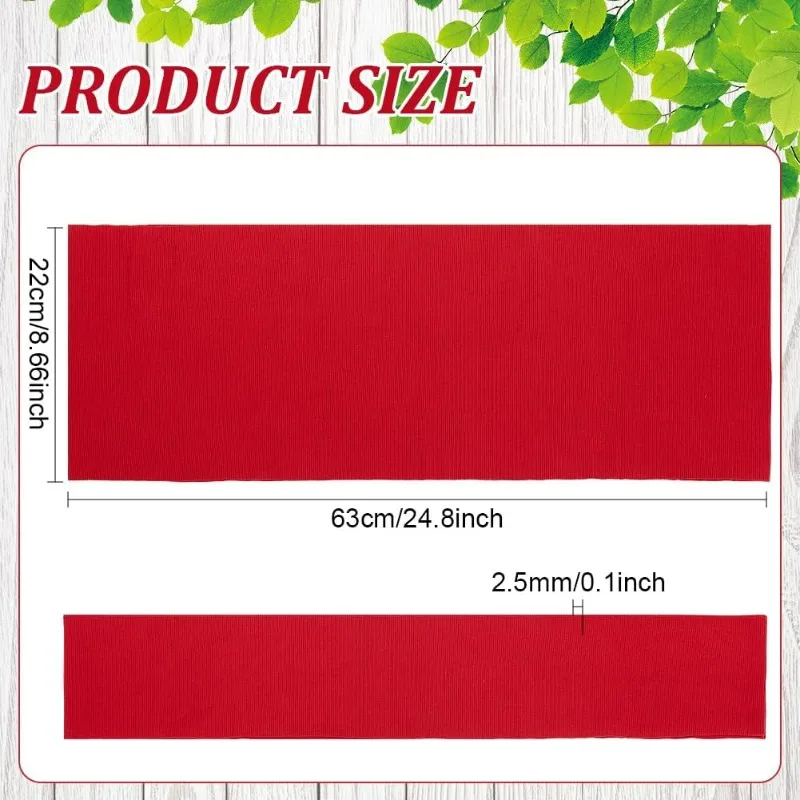 Big Red Ribbed Knit Fabric with Elasticated Stretch Fibre 25x8.6inch Woven Ribbed Cuffs for Patchwork T-Shirts Jackets Dresses