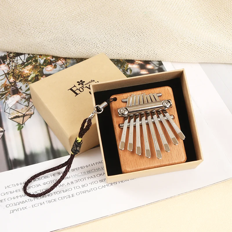 8 teclas Kalimba pulgar Piano acústico dedo Piano instrumento musical haya madera Marimba buen accesorio colgante regalo