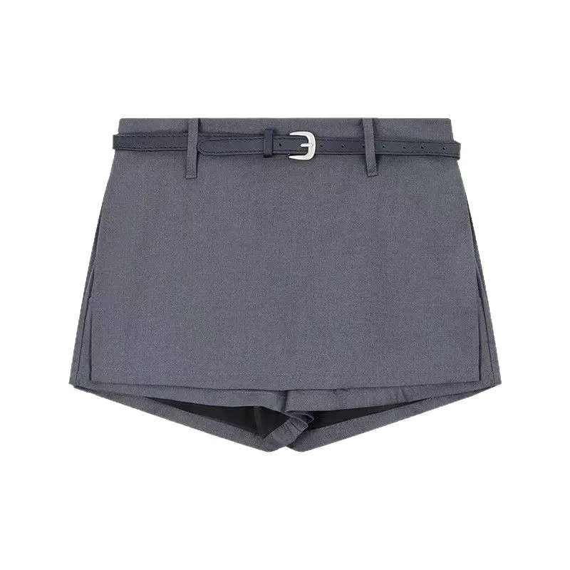 Women's High Waist Solid Color Color Block Casual Skirt for Women Summer Daily Wear Bottoms with Front Slit and Integrated Belt