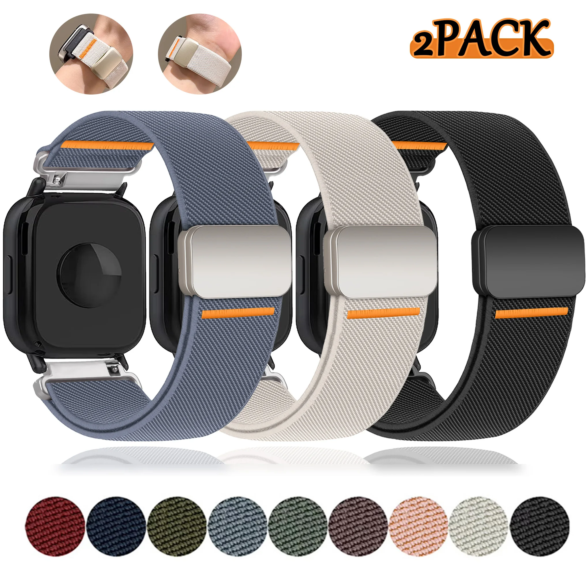 1-2 Stück 22mm Magnetarmband für Redmi Watch 5 Active, Nylon-Schlaufe mit Metallschnalle für Redmi Watch 5 Lite Correa Armband