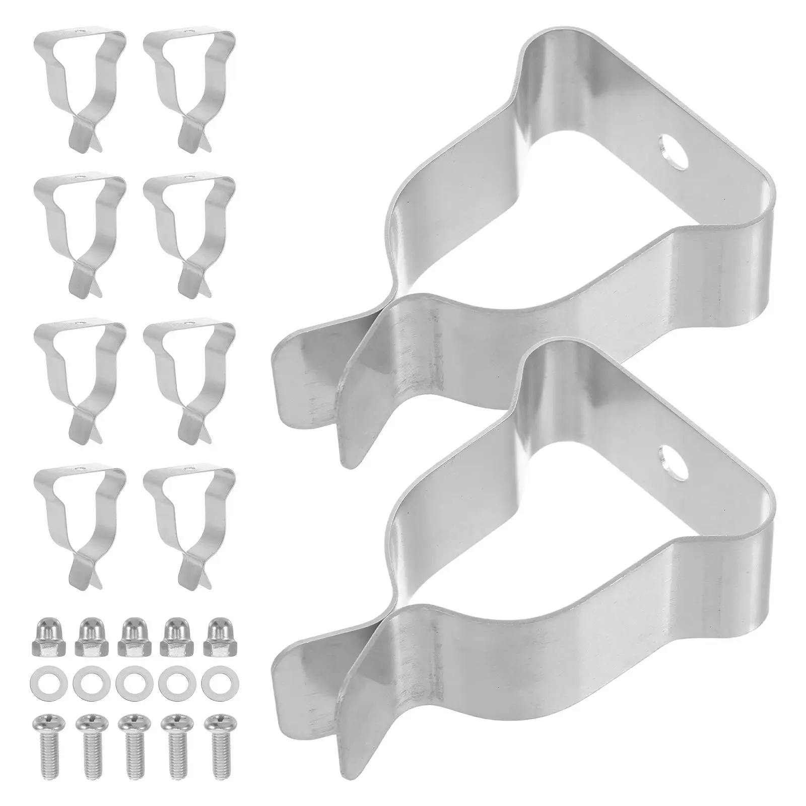 

10 Pcs Window Well Fixing Clips Spring Clamps Silver Stainless Steel Durable Hardware Kit Easy Installation Versatile