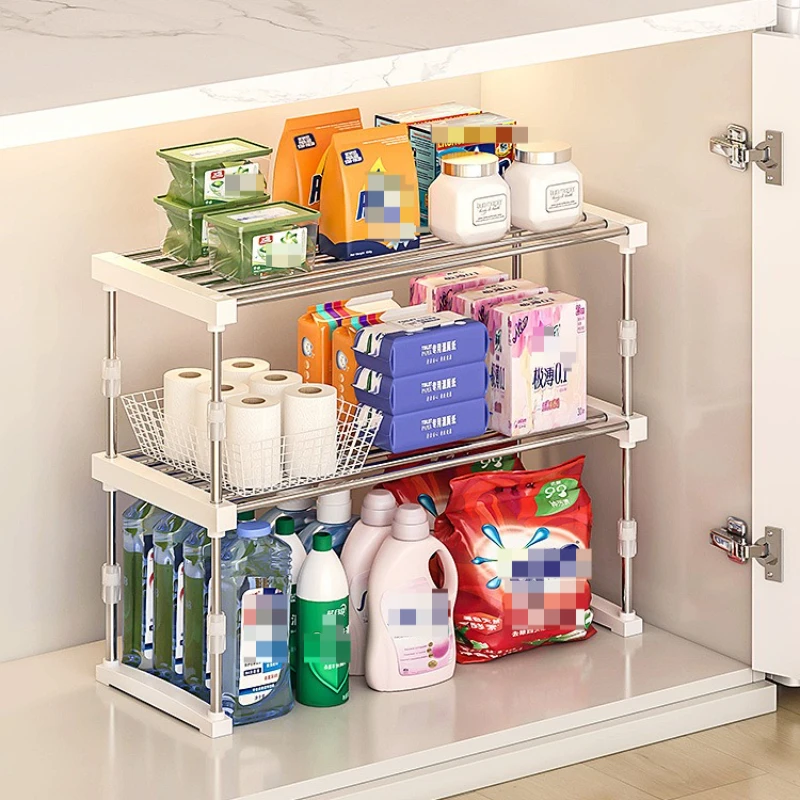 

2-уровневая кухонная полка на столешнице, стеллаж для хранения из нержавеющей стали для кастрюль, сковородок, специй, компактный органайзер для шкафа