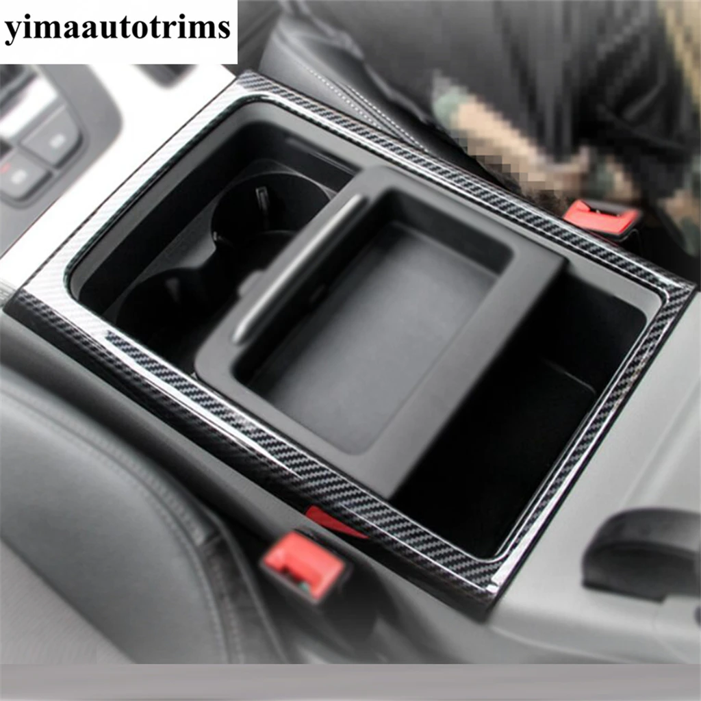 

Car Front Central Control Water Cup Holder Panel Storage Box Frame Cover Trim For Audi Q5 2018 - 2023 Carbon Fiber Accessories