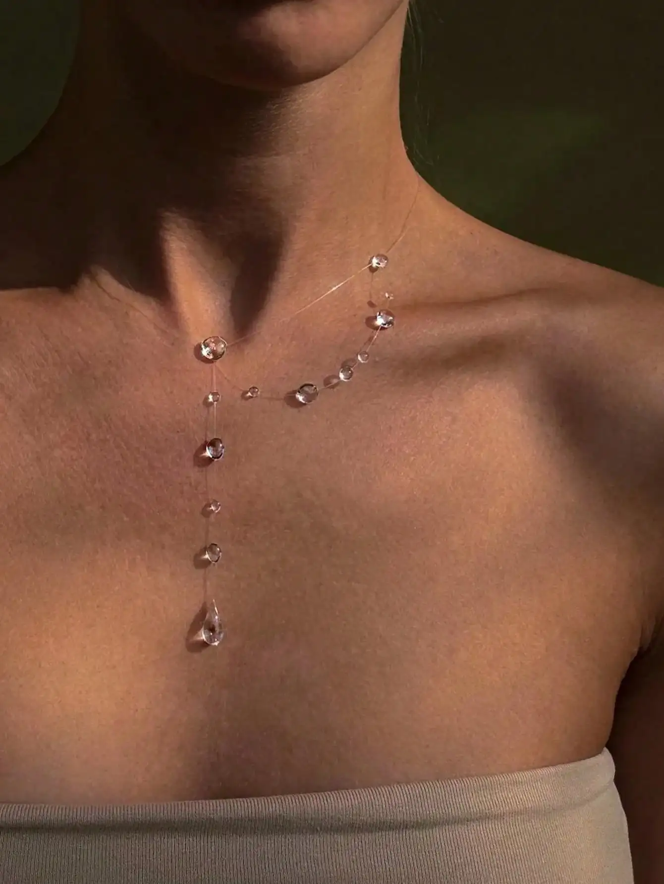Minimalist Imitation Water Drop Dripped Dewdrops Clavicle Chain Niche Ins Creative Necklace Women Fashion Jewelry