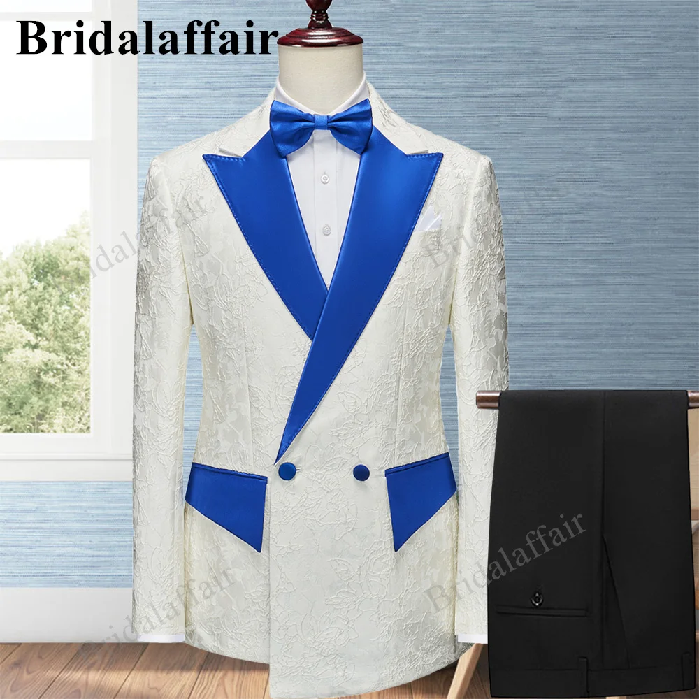 

Bridalaffair New 2022 Tailor-Made Wedding Suit For Men Royal Blue Collar And Pocket Formal Slim Fit 2 Pieces Groomsman Tailored