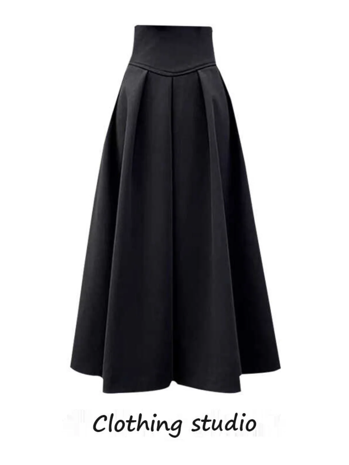 Ele Aラインミディスカート レディース 夏新作 ハイウエスト ドレーププリーツ 多用途 オールマッチ フルアンブレラスカート