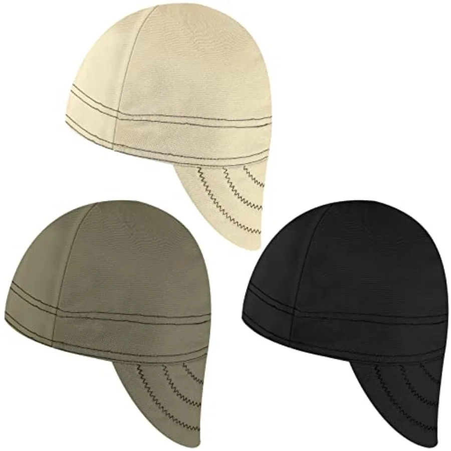 

arrie 3 Pcs Welding Hats for Men Flame Resistant Cotton Welding Cap Mesh Inside Liner Welder Cap Low Crown for Welder Electrici