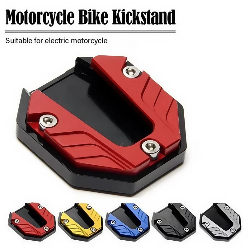 CNC Aluminum Alloy Motorcycle Bike Kickstand Extender Foot Side Stand Extension Pad Support Plate Anti-skid Enlarged Base
