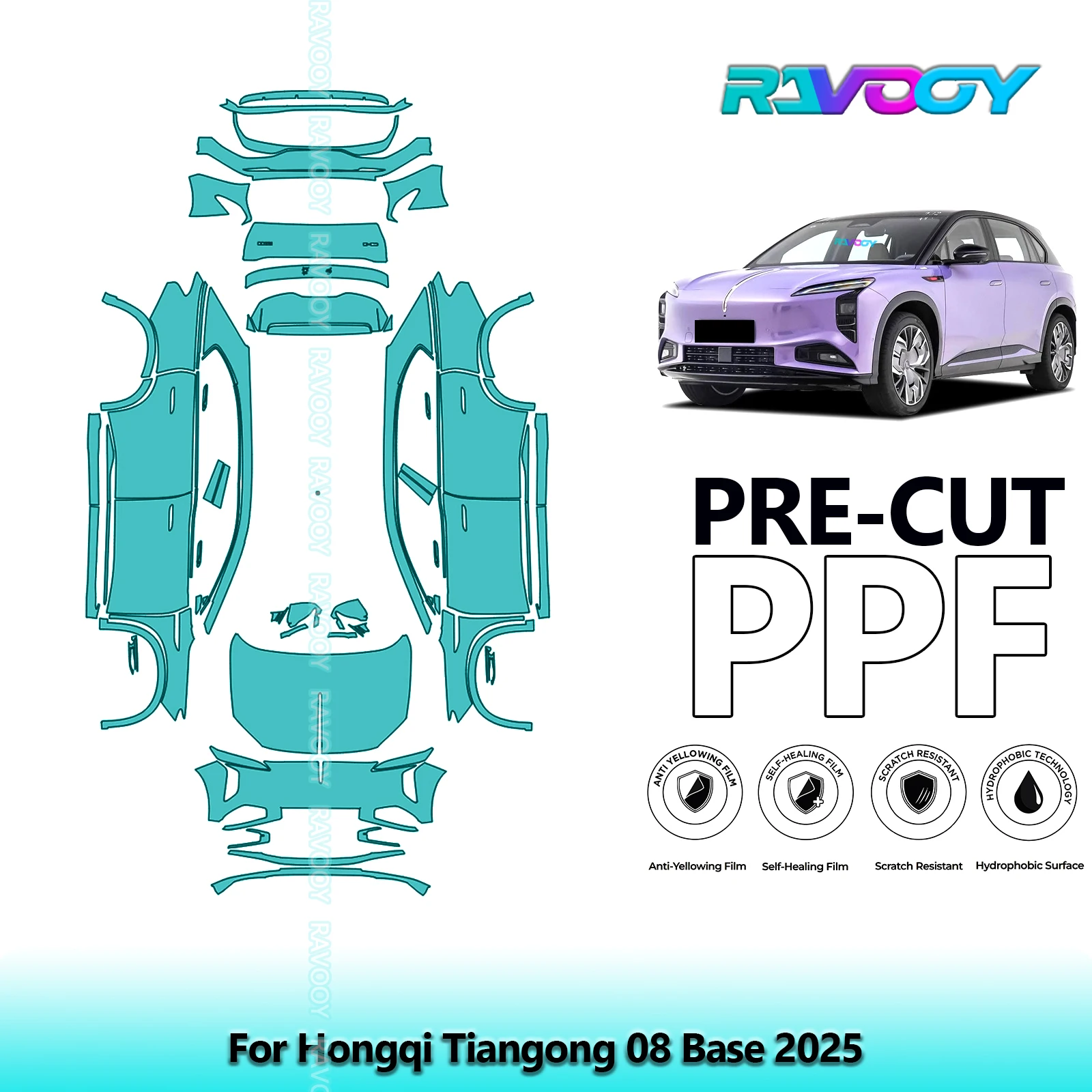 

Full Vehicle Clear Bra Precut PPF Paint Protection Film For Hongqi Tiangong 08 Base 2025