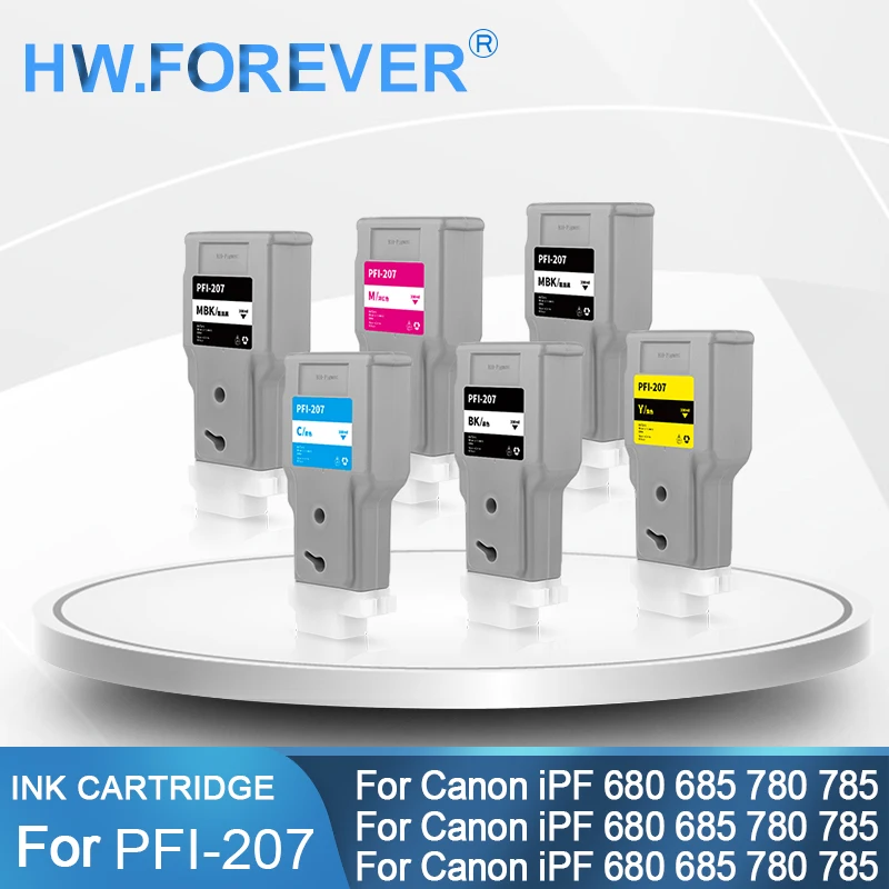 For Canon PFI 207 Compatible Ink Cartridge With Chip For Canon ImagePROGRAF IPF 680 685 780 785 Printer Ink Cartridge