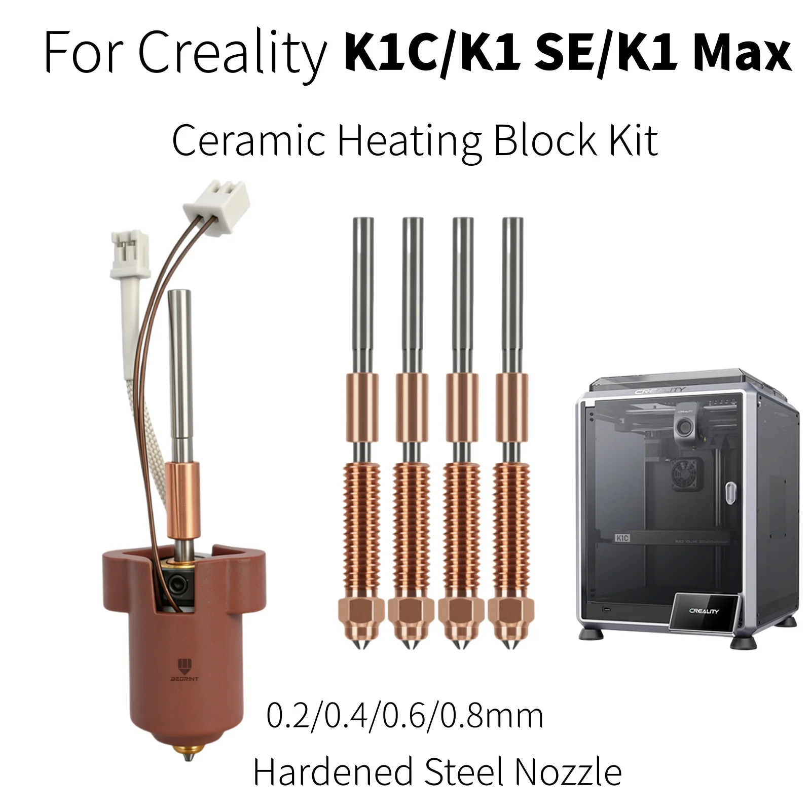 For Creality K1C K1 MAX Hotend With Ceramic Heating Block, Quick Swap Nozzle 0.2-0.8 Replacement Parts For Creality K1 SEN Parts