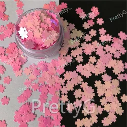PrettyG 1 Box Sakura Cherry Blossom Shape Holographic Glitter Sequins for Resin DIY Art Craft Nail Makeup Decoration Accessories