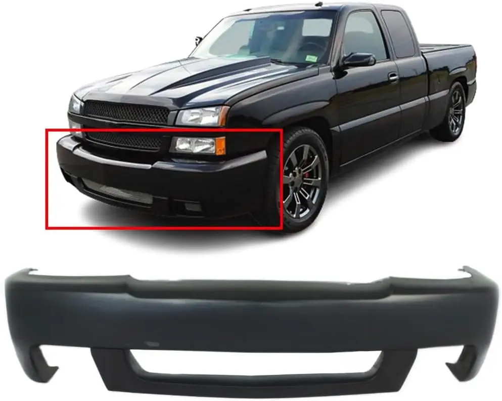 For 2003-2007 Extended Truck Front Bumper Cover, Plastic, Primed, New Without Sensor Holes