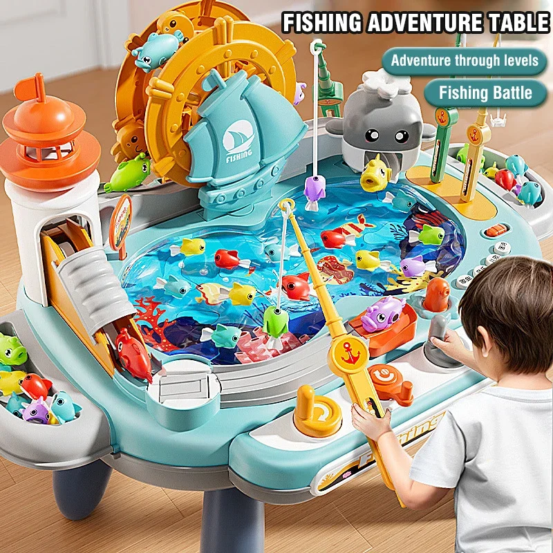 Fishing Competition Game Electric Magnetic Fishing Table Parent-Child Interactive Educational Toy Kid Birthday Christmas Gifts