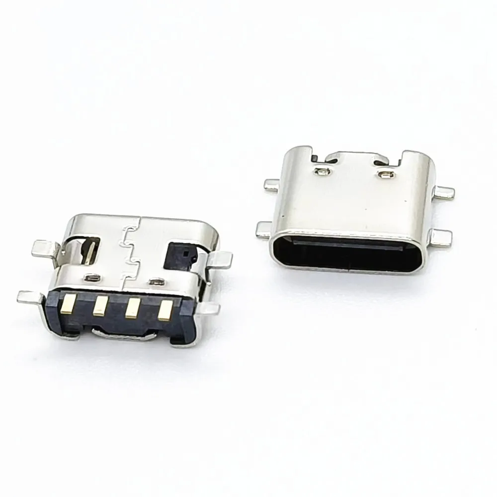 100pcs 4 Pin Type-C SMT Socket Connector Micro USB Type C 3.1 Female Placement SMD DIP For PCB design DIY High Current Charging