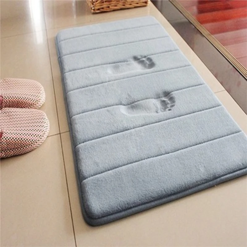 Bathroom Non-Slip Mat Thick Coral Fleece Memory Foam Cushion Non-Slip Embossed  Kitchen Pedal Pad 40*60cm