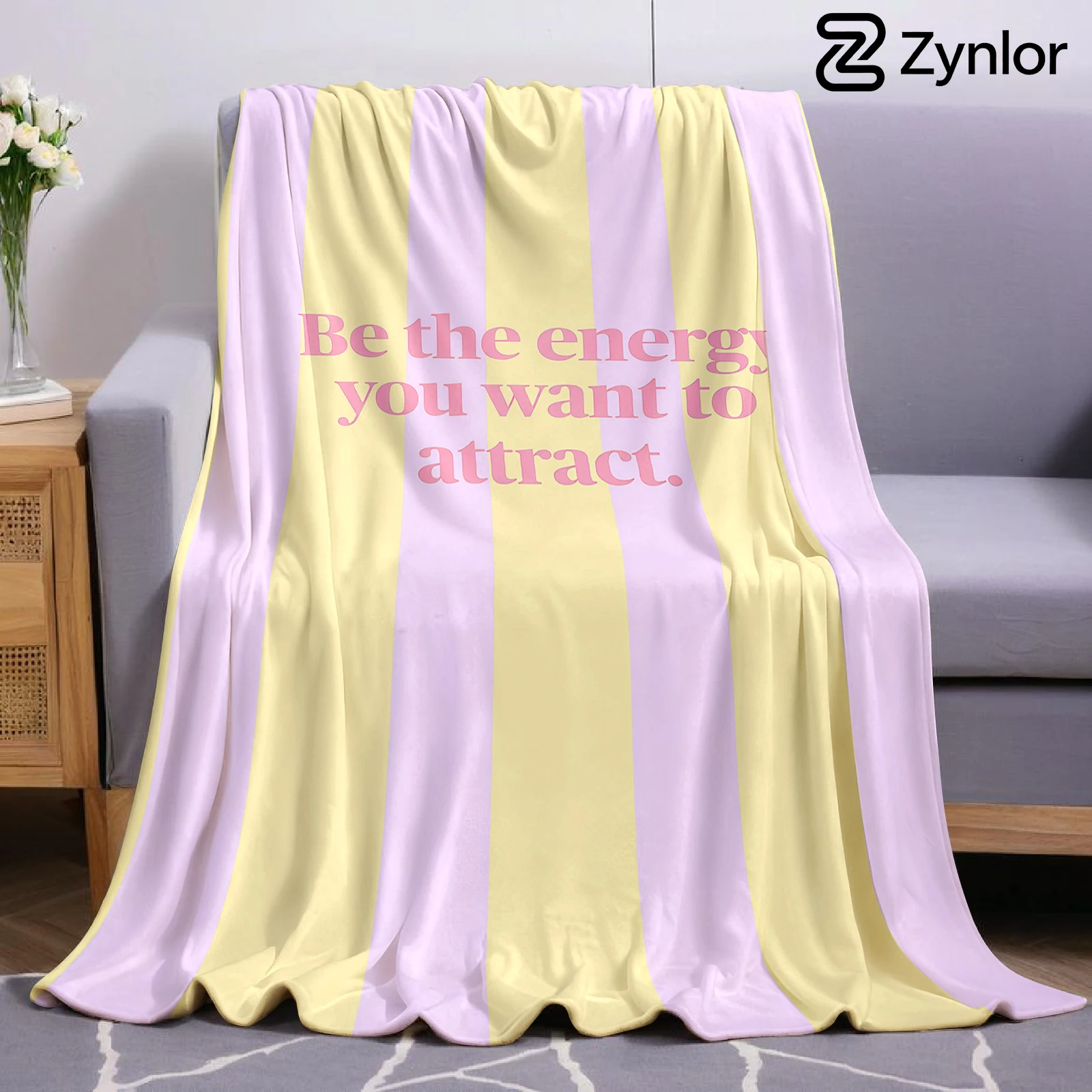 Positive Quote Stripe Ultra Soft Sherpa Fleece Blanket Fluffy Warm Halloween Cozy Throw for Sofa Couch Bedroom Gift All season