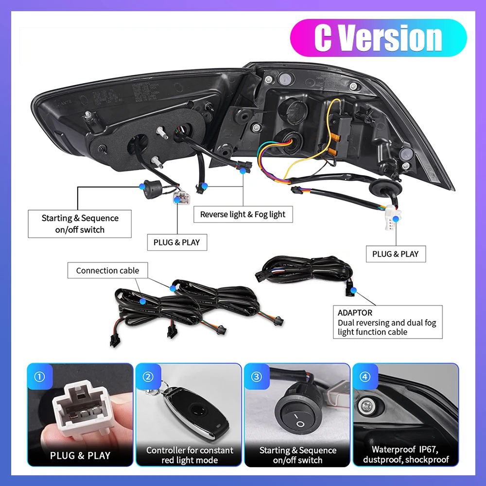 

2 шт. автомобильный задний фонарь в сборе для Mitsubishi Lancer EVO-X 2008-18, динамический светодиодный стоп-сигнал, автомобильный светодиодный задний фонарь, тюнинговые детали