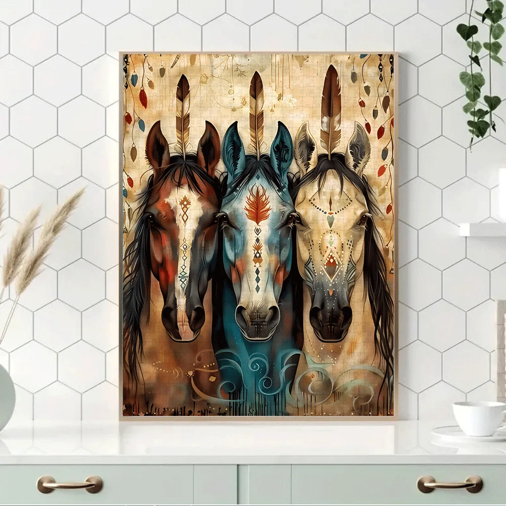 1000ピース 大人向けパズルゲーム - 壮大な羽根と花柄、鮮やかな色、高品質の紙、DIYホームデコレーション、家族向けアクティビティ